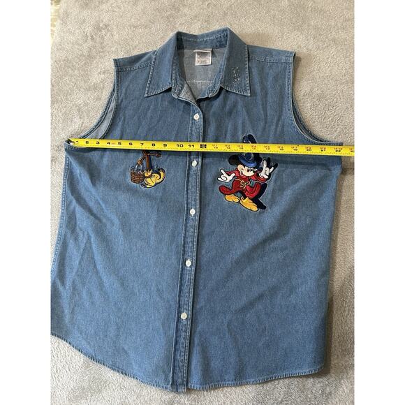 Vintage Mickey Mouse Denim Sleeveless Women’s Sz XL - Picture 7 of 9
